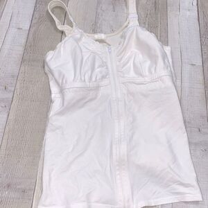 Amoena small C/D white post op surgical shapewear zipper front